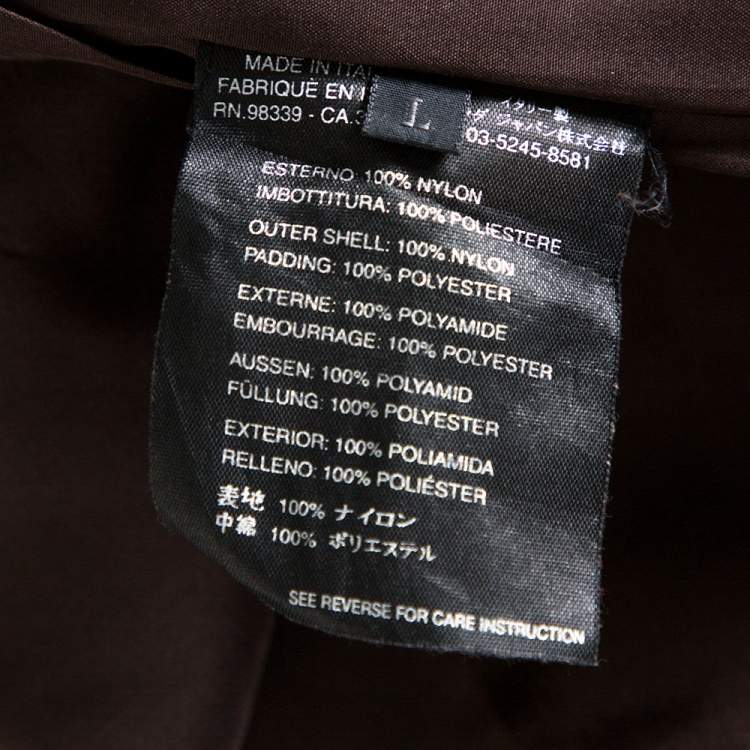 Pre Owned Prada Dark Brown Nylon Double Breasted Coat L
