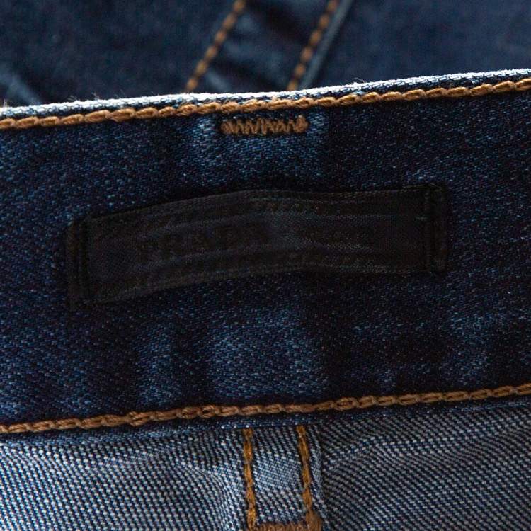 Pre Owned Prada Indigo Stretch Denim Straight Leg Jeans L