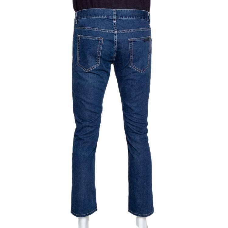 Pre Owned Prada Indigo Stretch Denim Straight Leg Jeans L