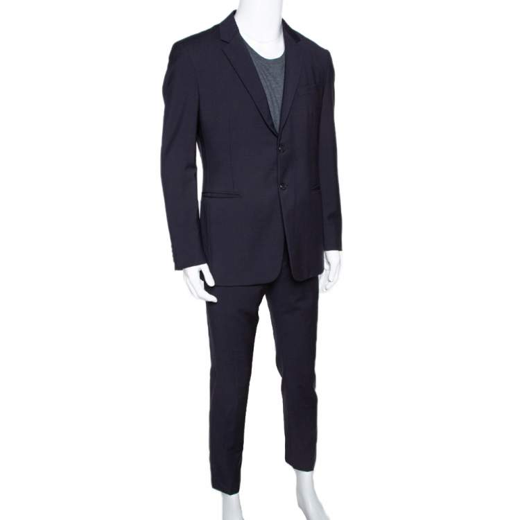 Pre Owned Prada Navy Blue Wool & Mohair Tailored Suit L