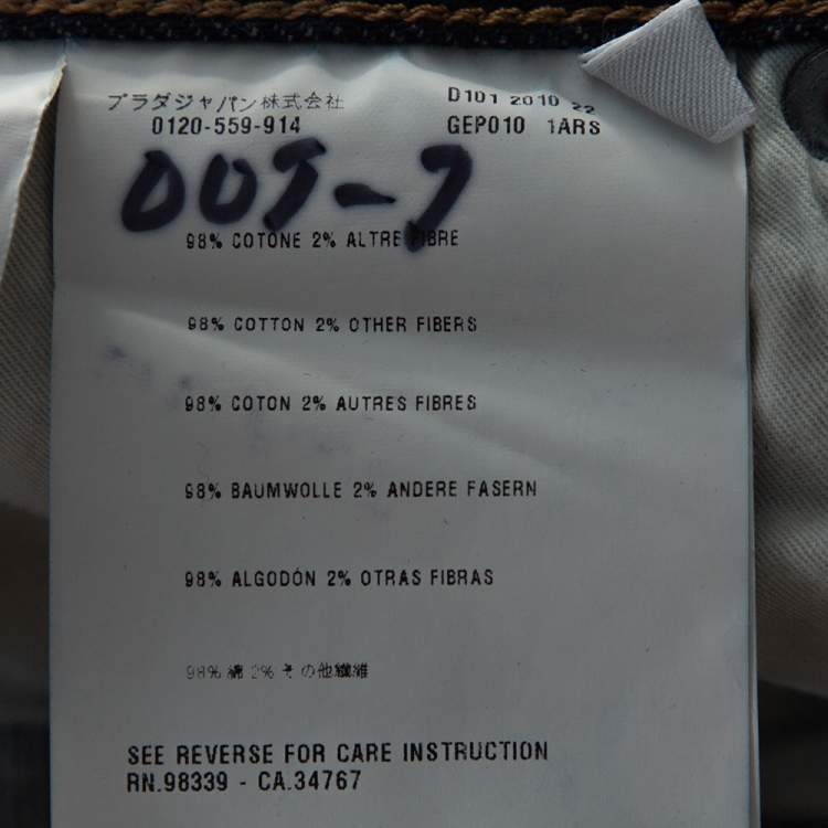 Pre Owned Prada Indigo Denim Tapered Fit Jeans M