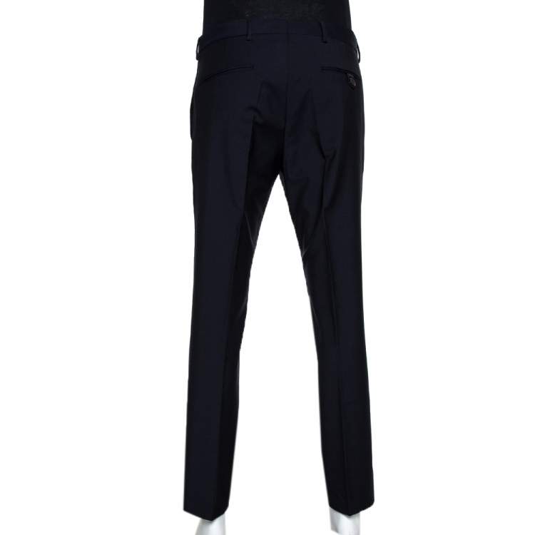 Pre Owned Prada Navy Blue Mohair & Wool Tailored Slim Fit Trousers L