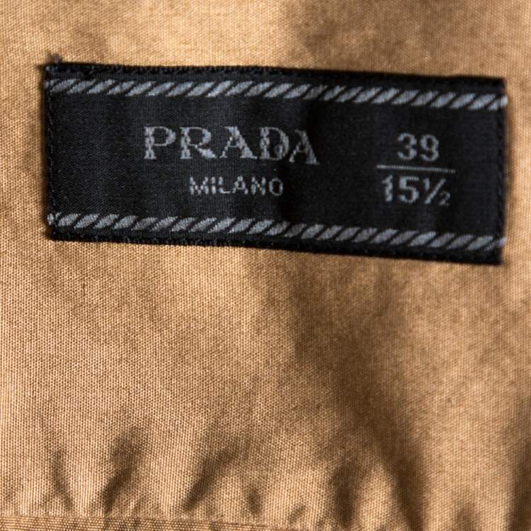 Pre Owned Prada Khaki Cotton Poplin Safari Style Full Sleeve Shirt M
