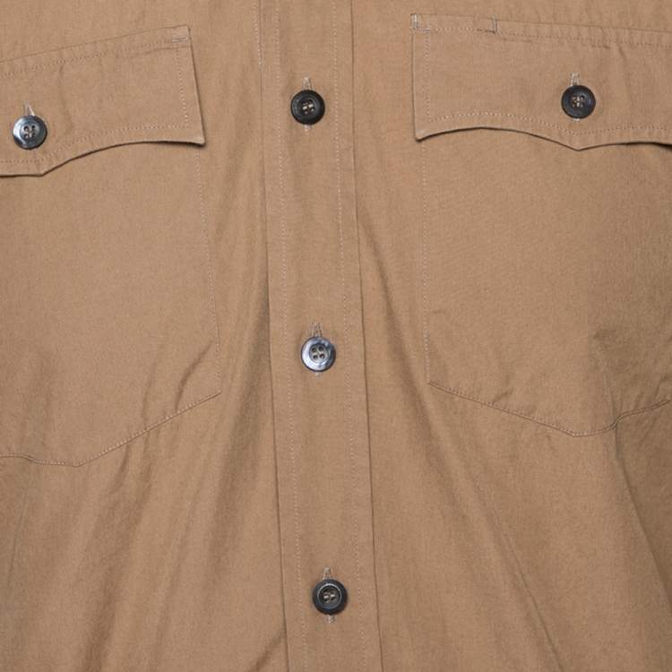 Pre Owned Prada Khaki Cotton Poplin Safari Style Full Sleeve Shirt M