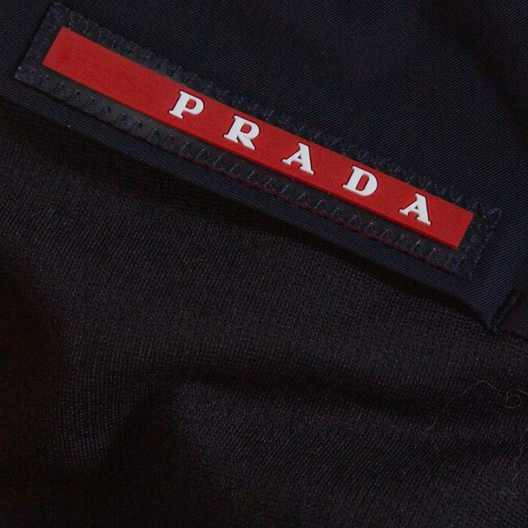 مملوكة مسبقًا Prada Black Jersey Patch Detail Track Pants S