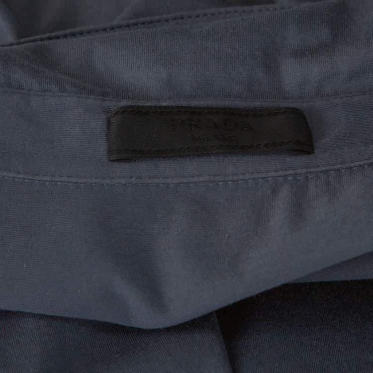 Pre Owned Prada Slate Grey Cotton Pocket Detail Polo T Shirt M