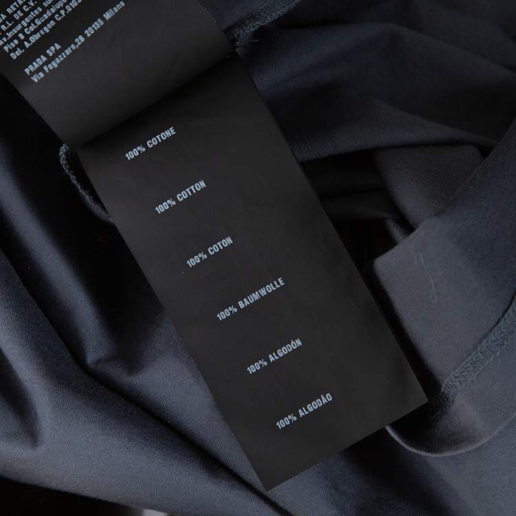 Pre Owned Prada Slate Grey Cotton Pocket Detail Polo T Shirt M