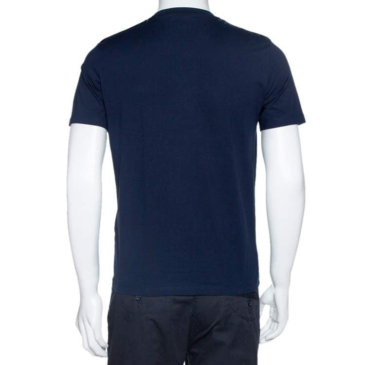 Pre Owned Prada Navy Blue Cotton Pocket Detail Crew Neck T-Shirt M