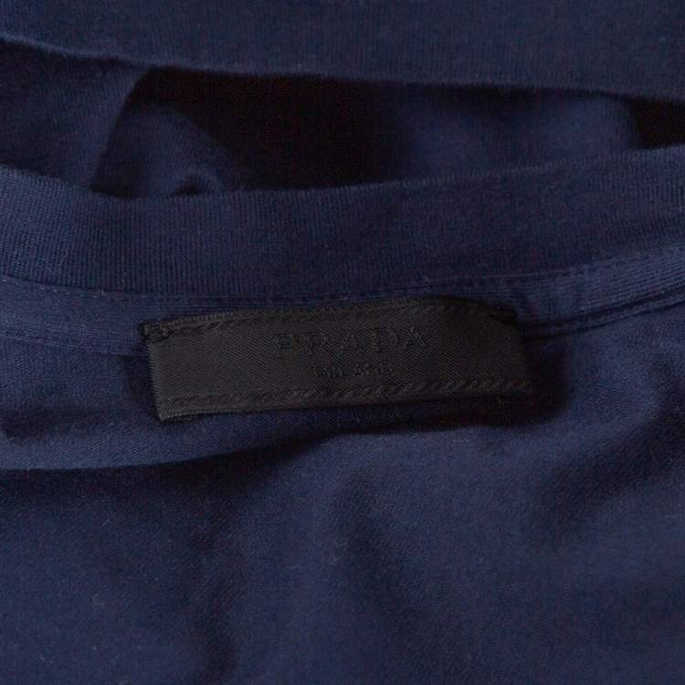 Pre Owned Prada Navy Blue Cotton Pocket Detail Crew Neck T-Shirt M