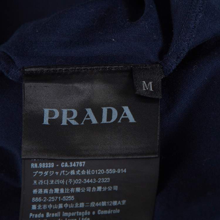 Pre Owned Prada Navy Blue Cotton Pocket Detail Crew Neck T-Shirt M