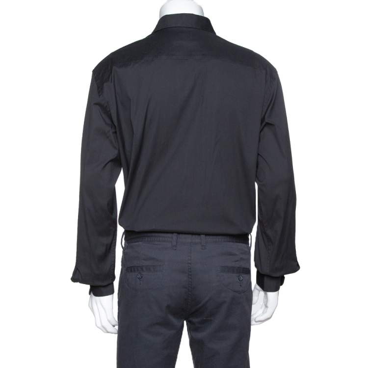 Pre Owned Prada Black Stretch Cotton Long Sleeve Shirt XXXL
