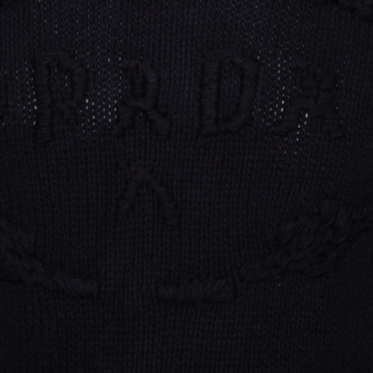 Pre Owned Prada Black Cashmere & Wool Knit Logo Embroidered Jumper S