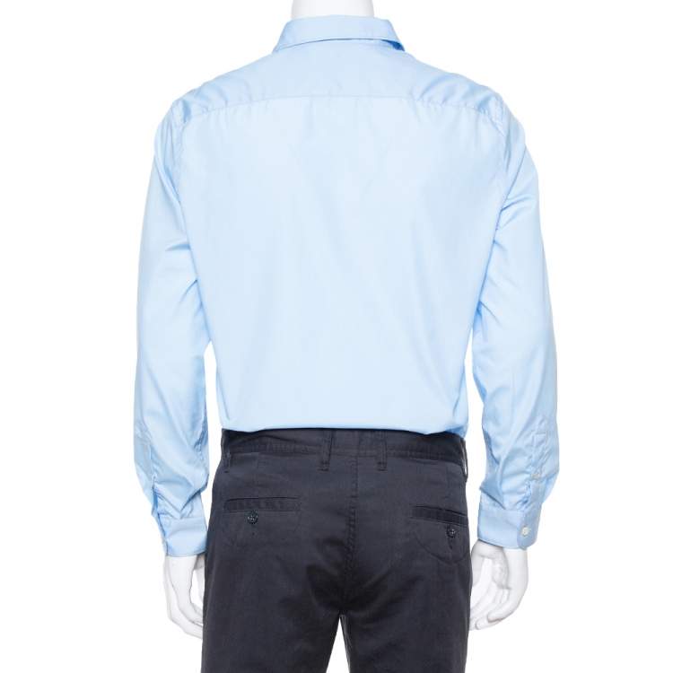 Pre Owned Prada Light Blue Cotton Button Front Long Sleeve Shirt XL