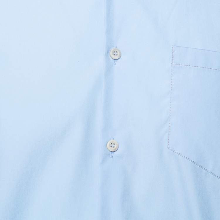 Pre Owned Prada Light Blue Cotton Button Front Long Sleeve Shirt XL