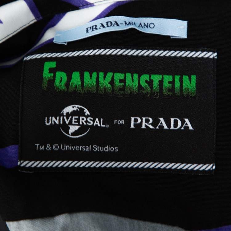 Pre Owned Prada Black Frankenstein Hand Print Cotton Oversized Shirt L