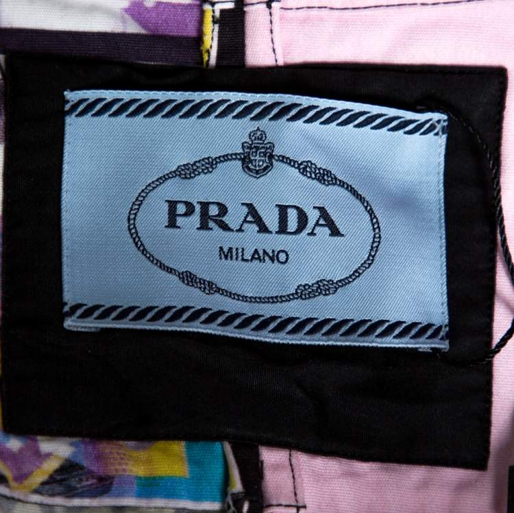 Pre Owned Prada Pink Printed Cotton Patchwork Shirt XL
