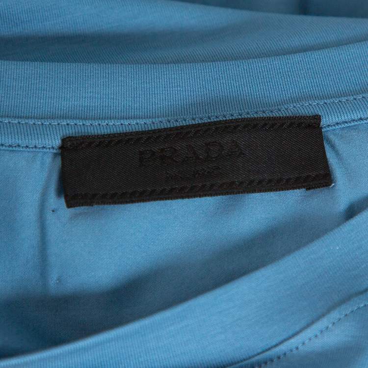 Pre Owned Prada Slate Blue Cotton Jersey Round Neck T-Shirt XL