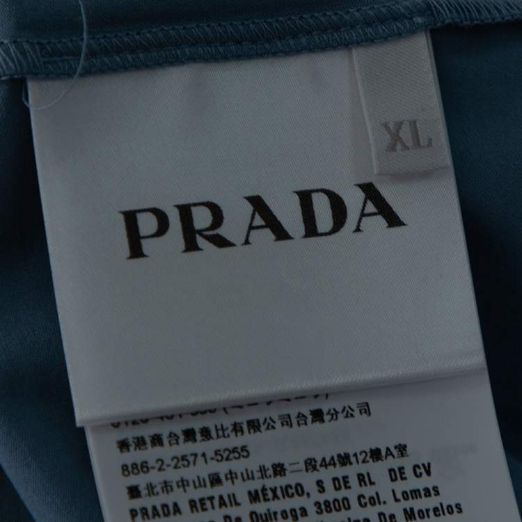 Pre Owned Prada Slate Blue Cotton Jersey Round Neck T-Shirt XL