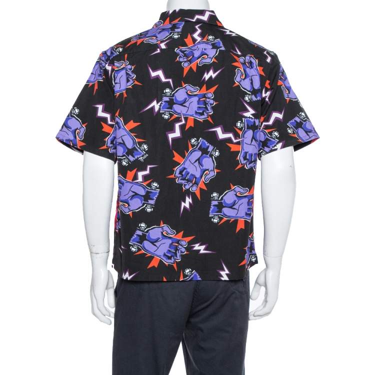 Pre Owned Prada Multicolor Floral Printed Cotton Bowling Shirt M