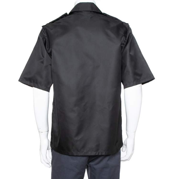 Pre Owned Prada Black Synthetic Safari Bowling Shirt XL