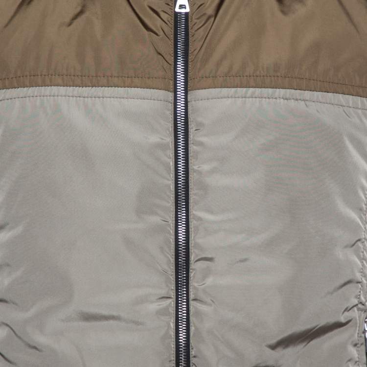 Pre Owned Prada Green / Black Synthetic Reversible Hooded Jacket M