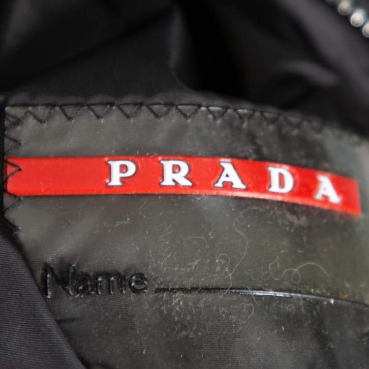Pre Owned Prada Green / Black Synthetic Reversible Hooded Jacket M