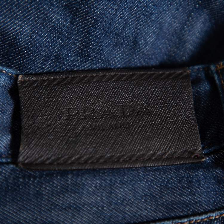 Pre Owned Prada Navy Blue Denim Straight Leg Jeans XL