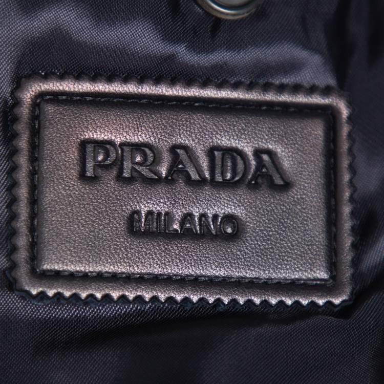 Pre Owned  Prada Navy Blue Leather Single Breasted Jacket M