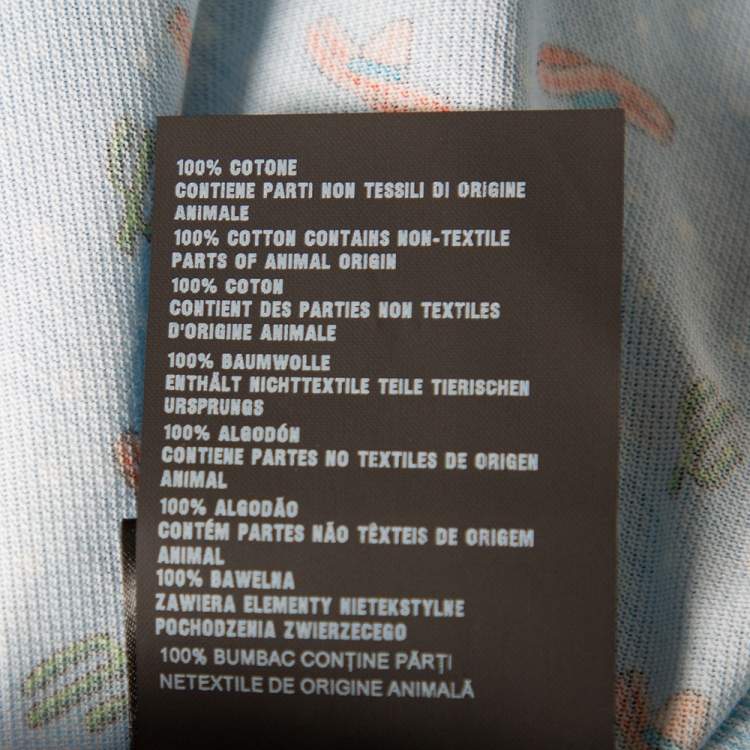 Pre Owned Prada Blue Sombrero Printed Cotton Pique Polo T-Shirt L