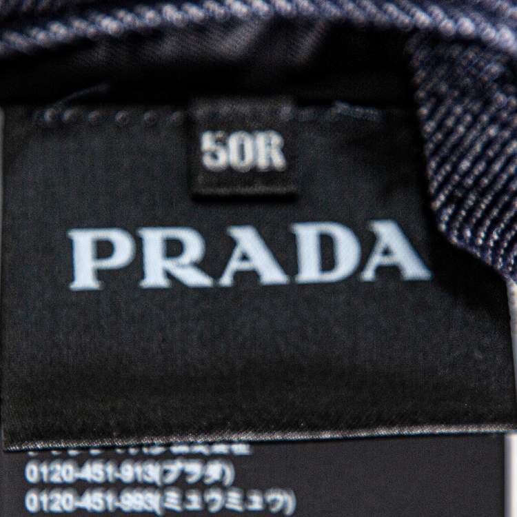 Pre Owned Prada Navy Blue Wool Button Front Blazer L