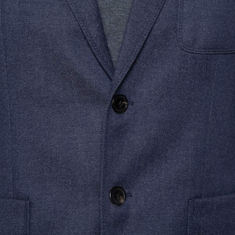 Pre Owned Prada Navy Blue Wool Button Front Blazer L