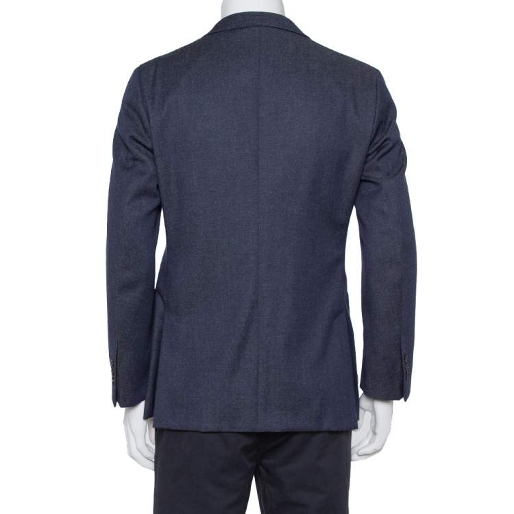 Pre Owned Prada Navy Blue Wool Button Front Blazer L
