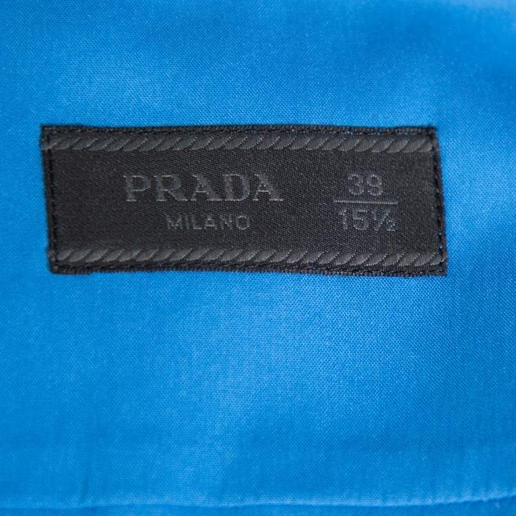 Pre Owned Prada Blue Stretch Cotton Button Front Shirt S