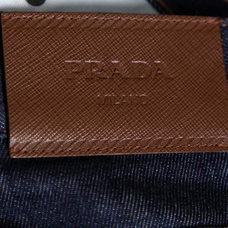 Pre Owned Prada Navy Blue Denim Tapered Fit Jeans L