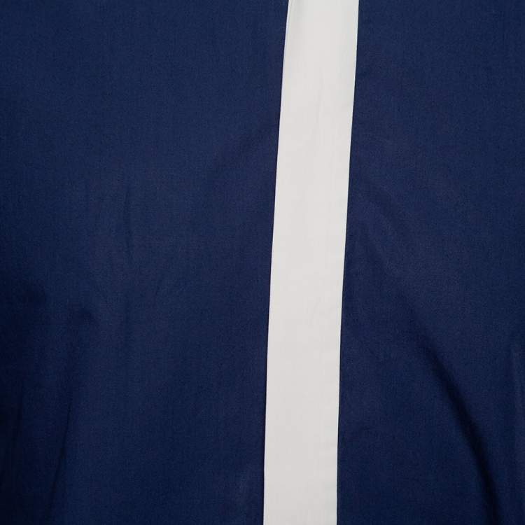 Pre Owned Prada Navy Blue Cotton Contrast Collar & Placket Detail Button Front Shirt L 
