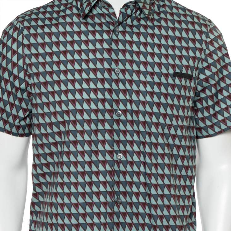 مملوكة مسبقًا Prada Multicolor Printed Cotton Short Sleeve Shirt M