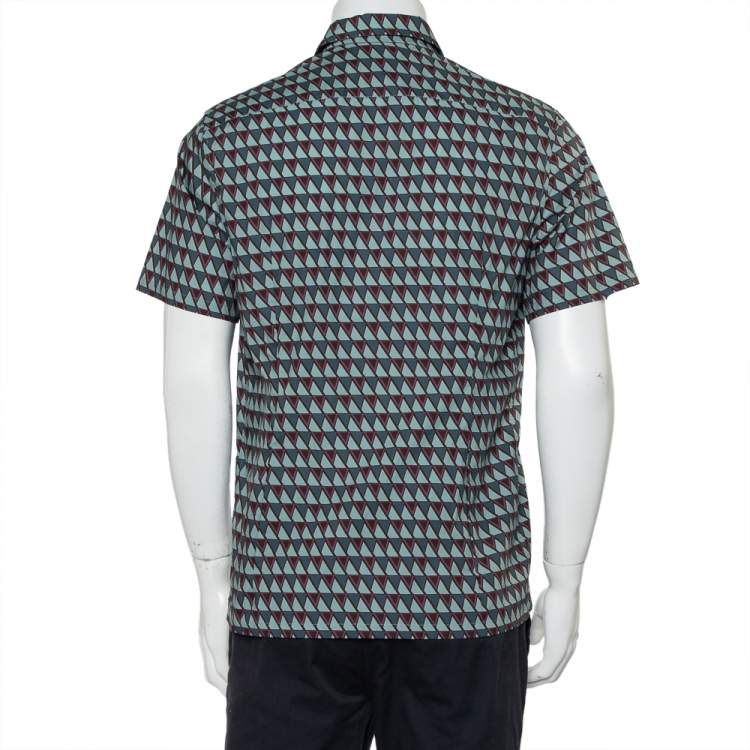مملوكة مسبقًا Prada Multicolor Printed Cotton Short Sleeve Shirt M