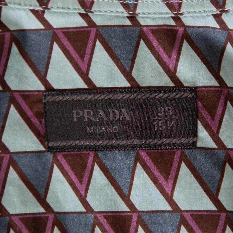مملوكة مسبقًا Prada Multicolor Printed Cotton Short Sleeve Shirt M