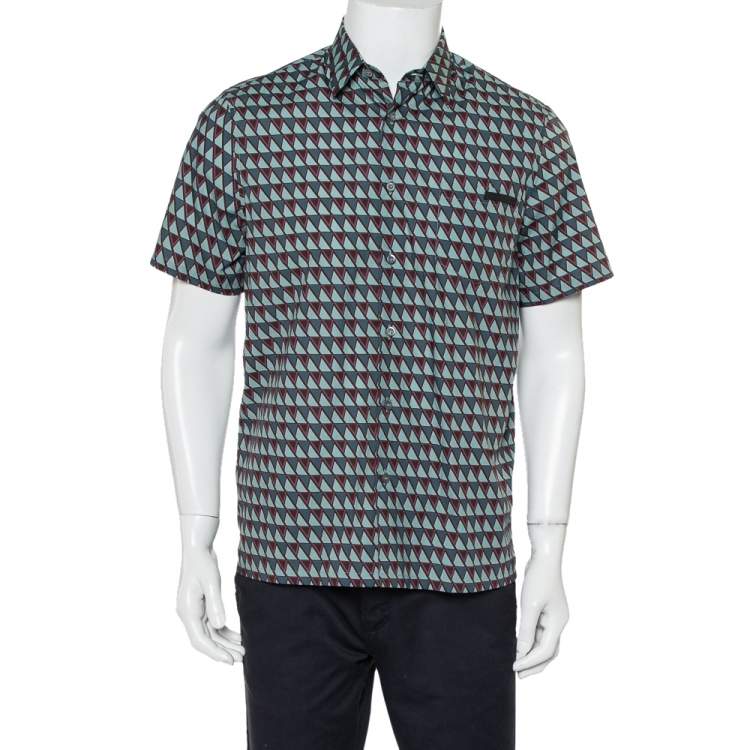 مملوكة مسبقًا Prada Multicolor Printed Cotton Short Sleeve Shirt M