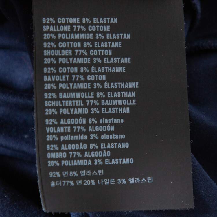 Pre Owned Prada Navy Blue Cotton Contrast Trim Zip Pocket Detail Crewneck T-Shirt L