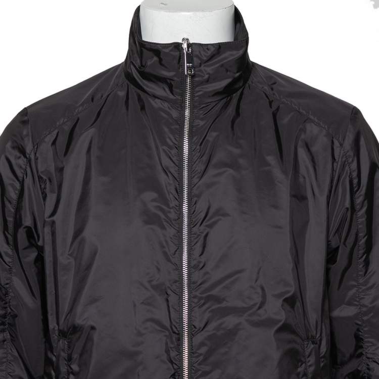 Pre Owned Prada Black Synthetic Zip Front Reversible Jacket L