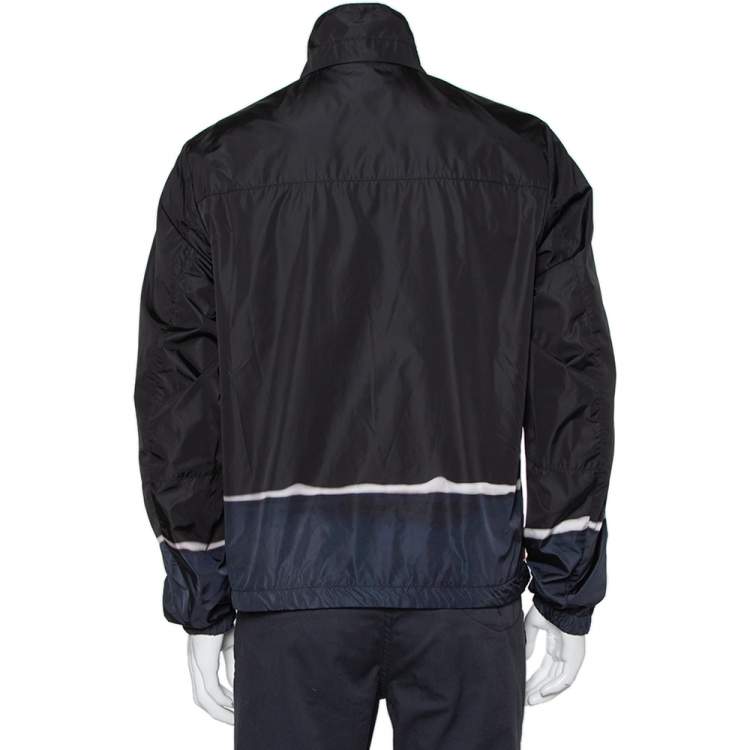 Pre Owned Prada Black Synthetic Zip Front Reversible Jacket L