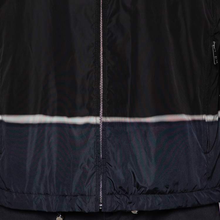 Pre Owned Prada Black Synthetic Zip Front Reversible Jacket L