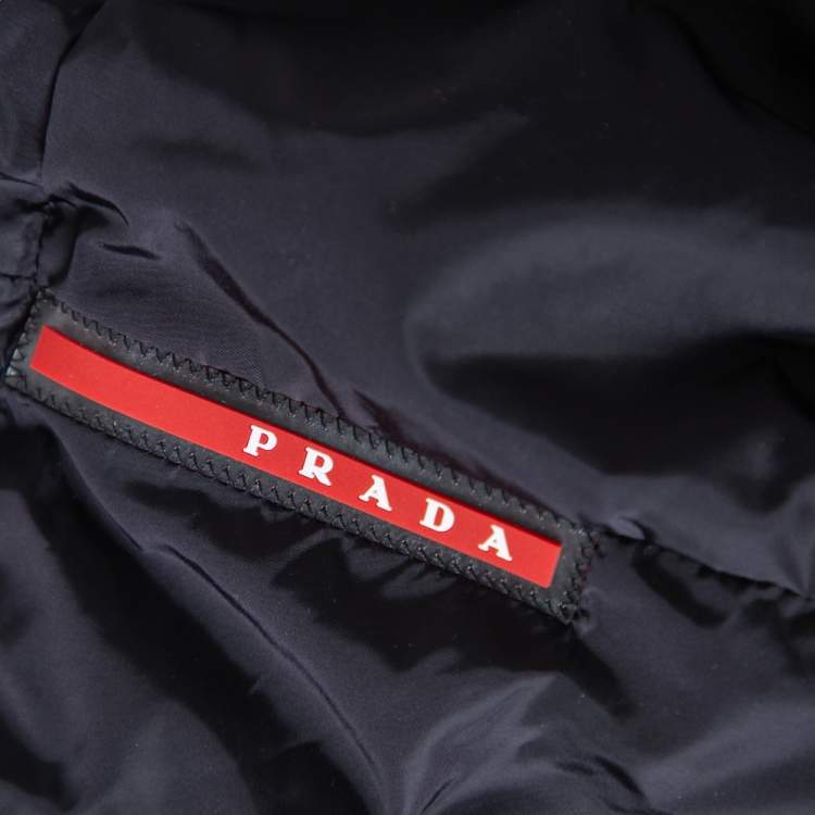 Pre Owned Prada Black Synthetic Zip Front Reversible Jacket L