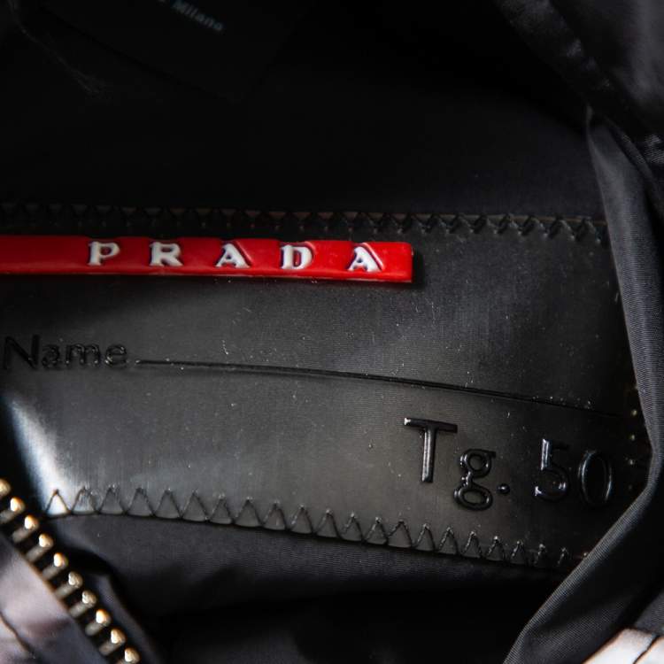 Pre Owned Prada Black Synthetic Zip Front Reversible Jacket L
