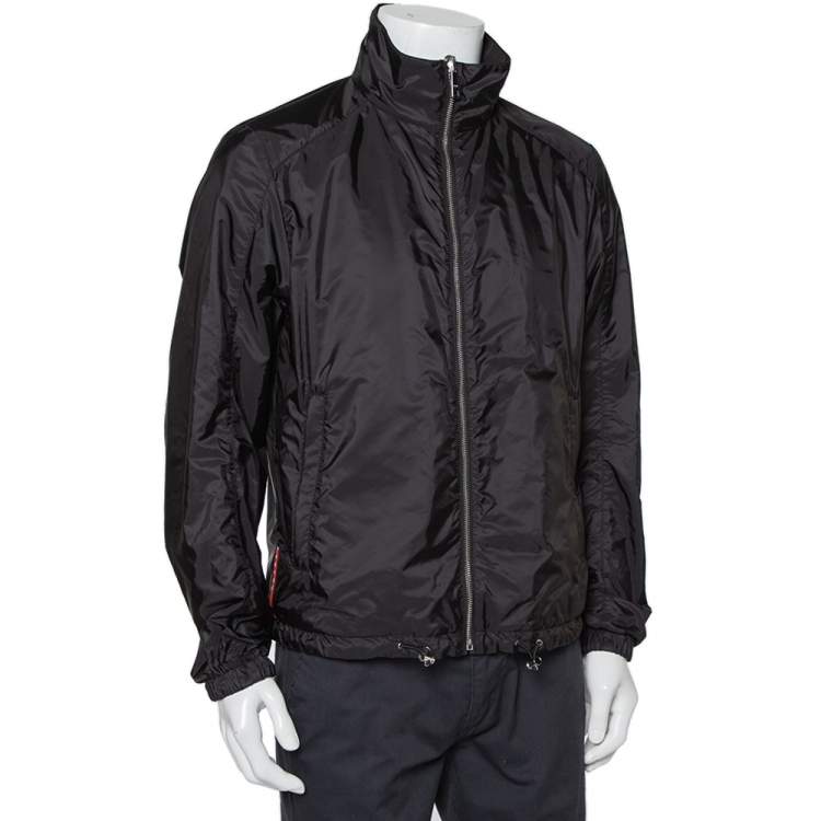 Pre Owned Prada Black Synthetic Zip Front Reversible Jacket L