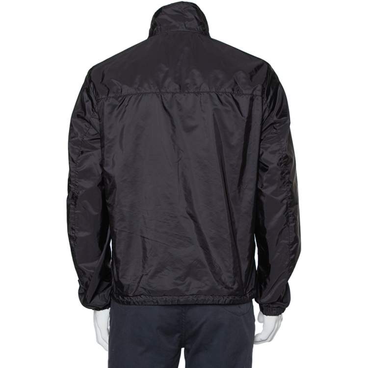 Pre Owned Prada Black Synthetic Zip Front Reversible Jacket L
