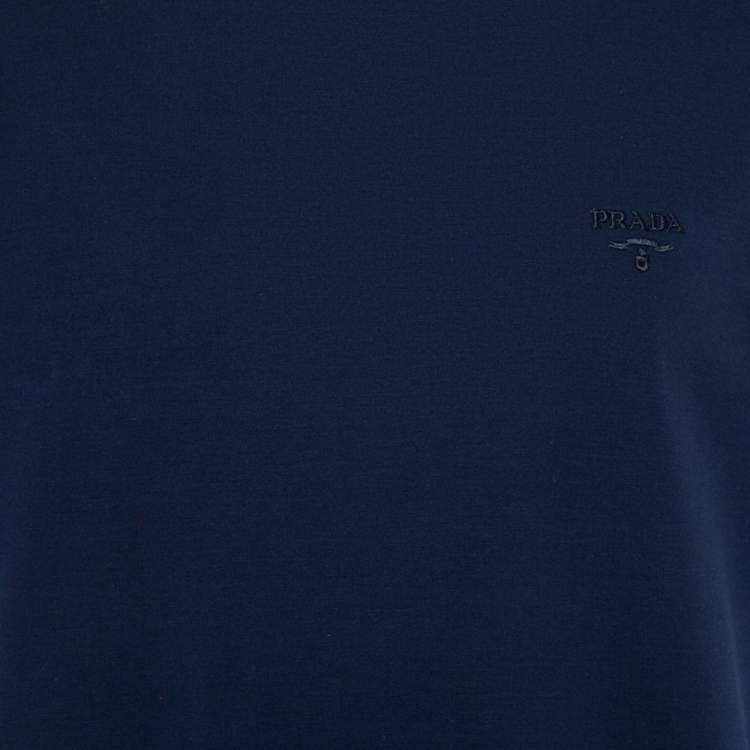Pre Owned Prada Navy Blue Basic Stretch Cotton T-Shirt XL