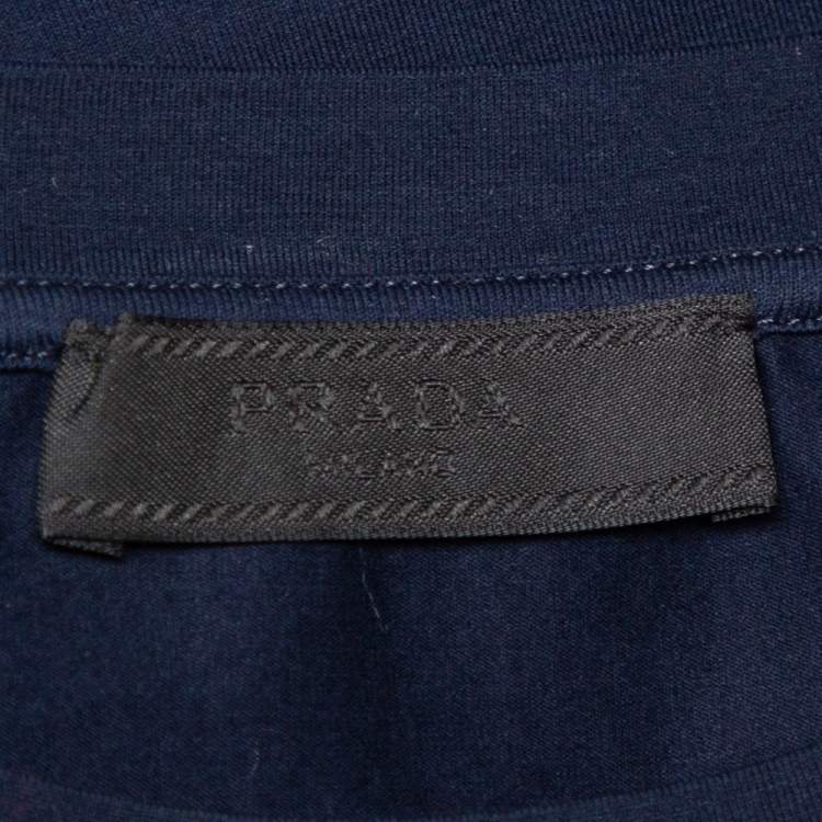 Pre Owned Prada Navy Blue Basic Stretch Cotton T-Shirt XL