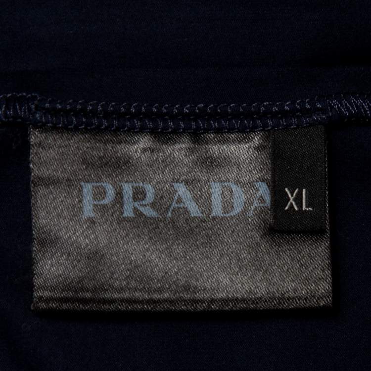 Pre Owned Prada Navy Blue Basic Stretch Cotton T-Shirt XL